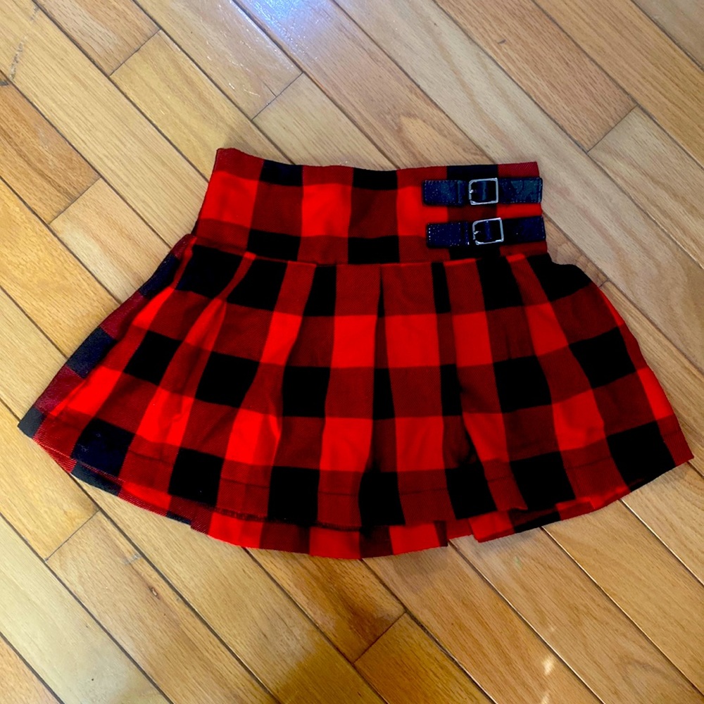 Size 7 Justice buffalo check skirt with built in shorts